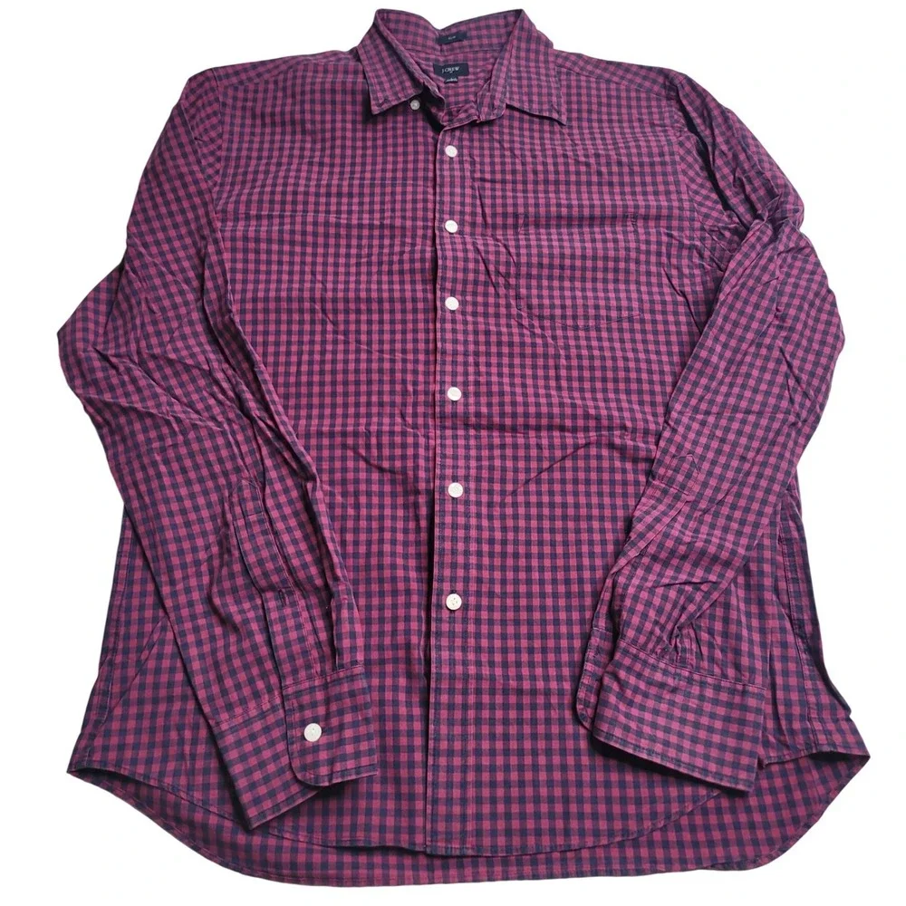 J. Crew Men's Long‎ Sleeve Button Down Size Large Slim Fit Purple/Pink
